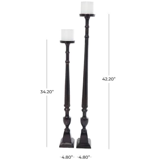 Aluminum Tall Floor Pillar Candle Holder Set